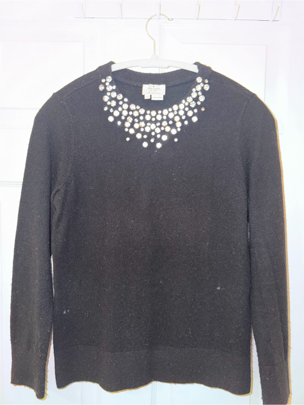 kate spade Black Jeweled Crewneck Sweater